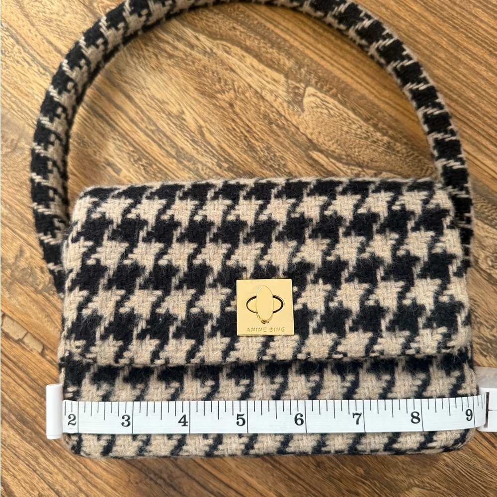 Anine Bing Nico Black and Tan Shoulder Bag with Houndstooth Pattern - Picture 6 of 7